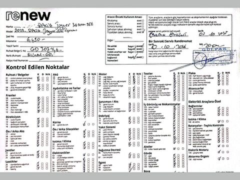 dacia, jogger, mpv 1.6 tce hybrid extreme otomatik, otomatik, hybrid 2.el otomobil | renew 26